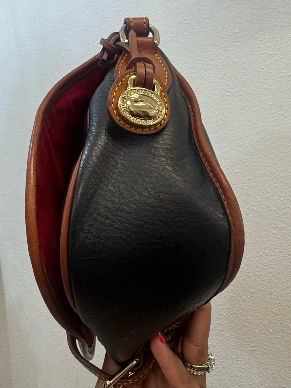 Navy Dooney & Bourke AWL Crossbody Saddle Bag